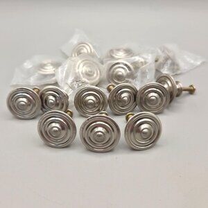 Concentric Circles Drawer Cabinet Knobs with Screws Silver Tone Set of 16